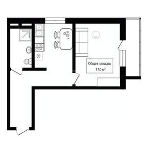 1-к квартира, вторичка, 37м2, 15/20 этаж