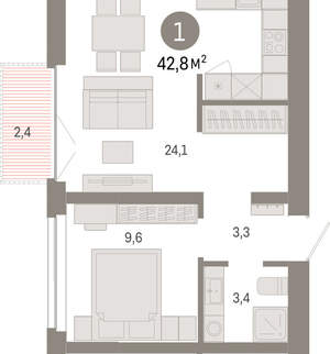 1-к квартира, вторичка, 43м2, 6/23 этаж