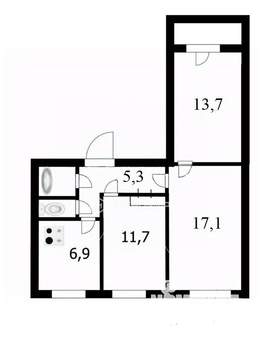 3-к квартира, вторичка, 61м2, 1/9 этаж