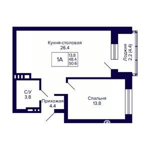 1-к квартира, вторичка, 51м2, 11/11 этаж