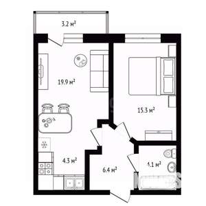 2-к квартира, вторичка, 50м2, 5/14 этаж