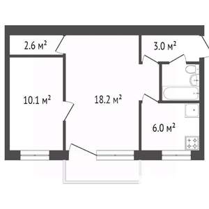 2-к квартира, вторичка, 44м2, 5/5 этаж