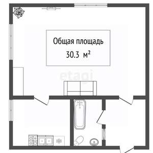 1-к квартира, вторичка, 30м2, 2/5 этаж