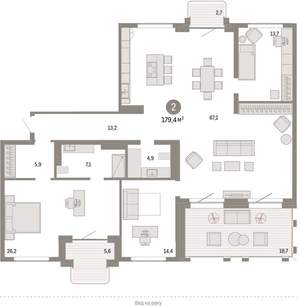 3-к квартира, вторичка, 179м2, 7/11 этаж