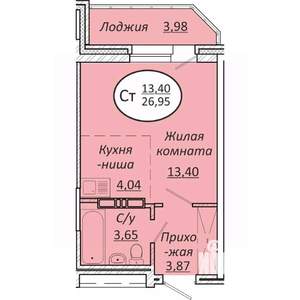 Студия квартира, строящийся дом, 27м2, 8/25 этаж