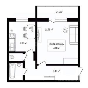 1-к квартира, вторичка, 40м2, 10/10 этаж