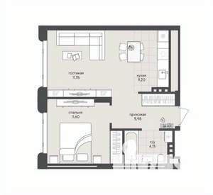 1-к квартира, вторичка, 43м2, 4/8 этаж
