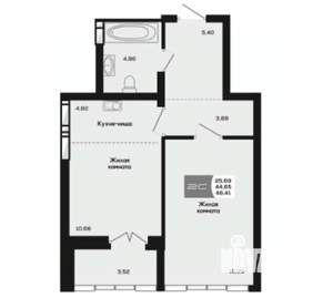 2-к квартира, вторичка, 45м2, 16/25 этаж