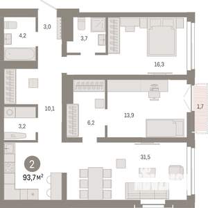 2-к квартира, вторичка, 94м2, 5/23 этаж