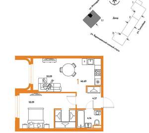 1-к квартира, вторичка, 47м2, 13/30 этаж