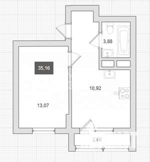 1-к квартира, вторичка, 35м2, 8/9 этаж