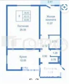 2-к квартира, сданный дом, 64м2, 2/10 этаж