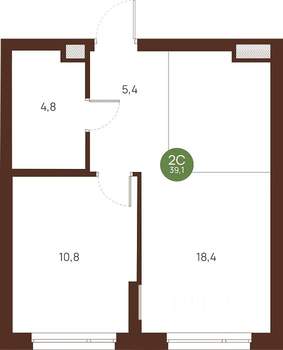 1-к квартира, строящийся дом, 39м2, 15/27 этаж