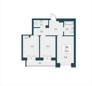 2-к квартира, вторичка, 59м2, 4/23 этаж