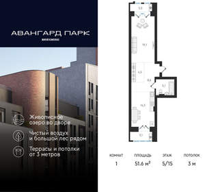 1-к квартира, вторичка, 52м2, 5/20 этаж