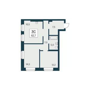 3-к квартира, вторичка, 63м2, 27/30 этаж