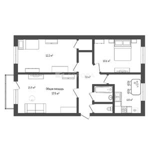 3-к квартира, вторичка, 58м2, 4/5 этаж