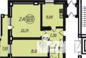 2-к квартира, вторичка, 65м2, 6/17 этаж