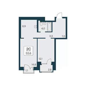2-к квартира, вторичка, 54м2, 8/11 этаж