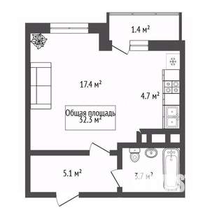 Студия квартира, вторичка, 32м2, 2/24 этаж