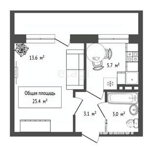 Студия квартира, вторичка, 25м2, 5/10 этаж