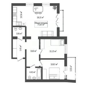 3-к квартира, вторичка, 74м2, 3/10 этаж