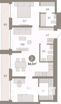 2-к квартира, вторичка, 84м2, 8/23 этаж