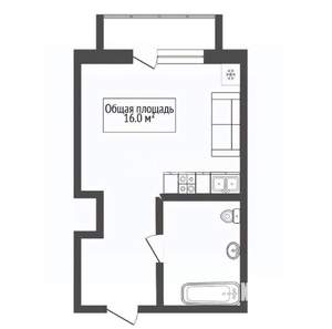Студия квартира, вторичка, 16м2, 2/9 этаж