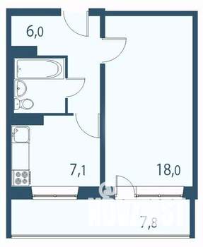 1-к квартира, строящийся дом, 39м2, 15/17 этаж