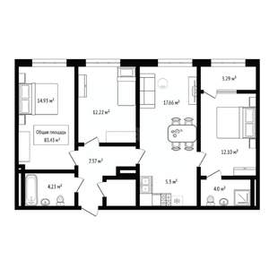 4-к квартира, вторичка, 83м2, 21/26 этаж