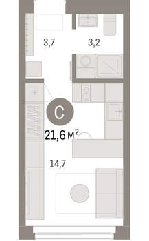 Студия квартира, вторичка, 22м2, 1/23 этаж