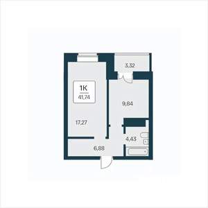 1-к квартира, вторичка, 42м2, 11/25 этаж