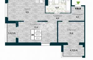 2-к квартира, вторичка, 66м2, 13/25 этаж