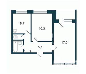 2-к квартира, вторичка, 44м2, 8/9 этаж