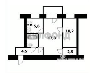 2-к квартира, вторичка, 43м2, 4/5 этаж