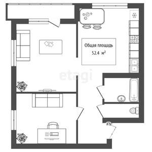 2-к квартира, вторичка, 54м2, 3/25 этаж