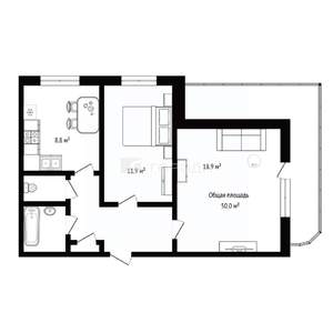 2-к квартира, вторичка, 50м2, 9/10 этаж