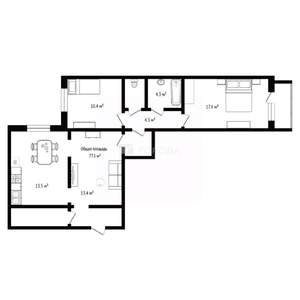 3-к квартира, вторичка, 77м2, 11/17 этаж