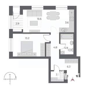 2-к квартира, вторичка, 55м2, 4/20 этаж