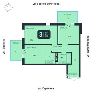 3-к квартира, вторичка, 60м2, 16/17 этаж