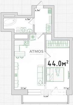 2-к квартира, вторичка, 44м2, 7/26 этаж