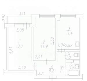 2-к квартира, вторичка, 57м2, 2/19 этаж