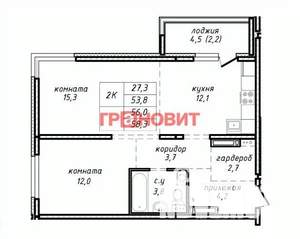 2-к квартира, сданный дом, 56м2, 17/17 этаж