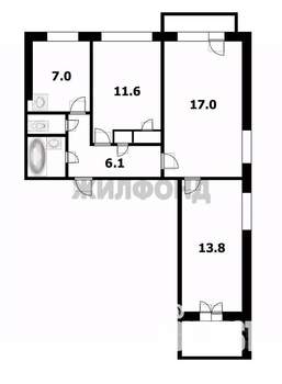 3-к квартира, вторичка, 63м2, 9/9 этаж