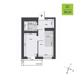 2-к квартира, вторичка, 36м2, 2/21 этаж