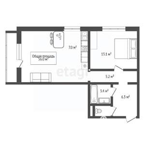 1-к квартира, вторичка, 56м2, 8/18 этаж