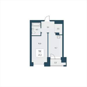 1-к квартира, вторичка, 41м2, 4/23 этаж