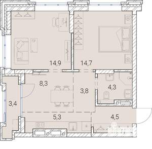 3-к квартира, вторичка, 59м2, 19/25 этаж