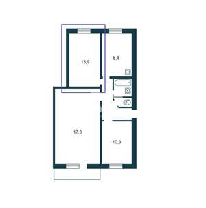 3-к квартира, вторичка, 59м2, 4/5 этаж
