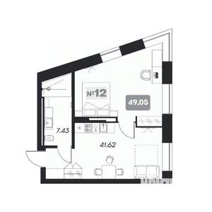 2-к квартира, вторичка, 49м2, 14/22 этаж